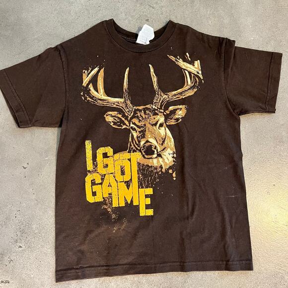 Delta Deer Game Hunting Brown cotton T-shirt youth boy Small camo outdoor ranch - Picture 1 of 4